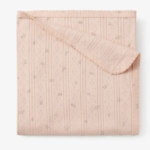Elegant baby Blush Floral Organic Pointelle Cotton Baby Blanket - PINK / 30X40